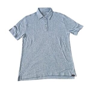 Faherty Cloud Cotton Henley Polo Shirt Men Medium Blue Gray Short Sleeve Pima
